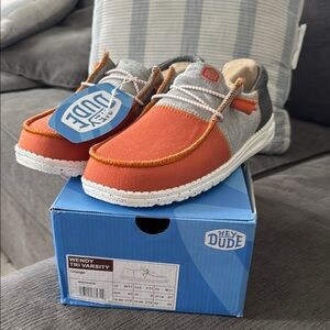 Hey Dude Wendy Tri Varsity Orange and Gray Shoes Size 11 NWT